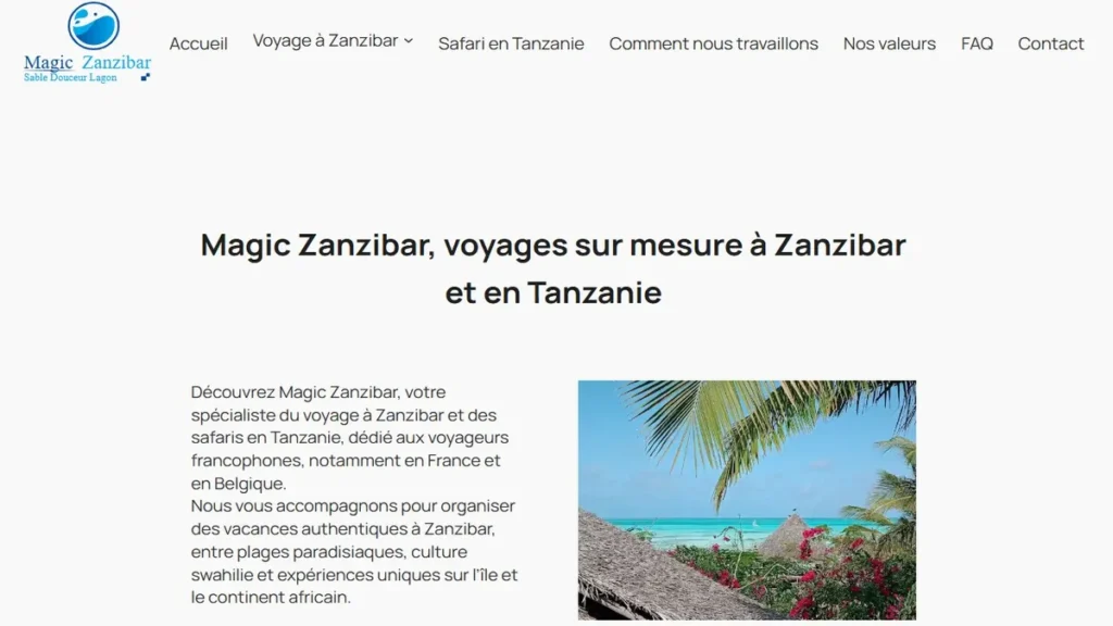 Site Magic Zanzibar optimisé pour apparaître sur Google